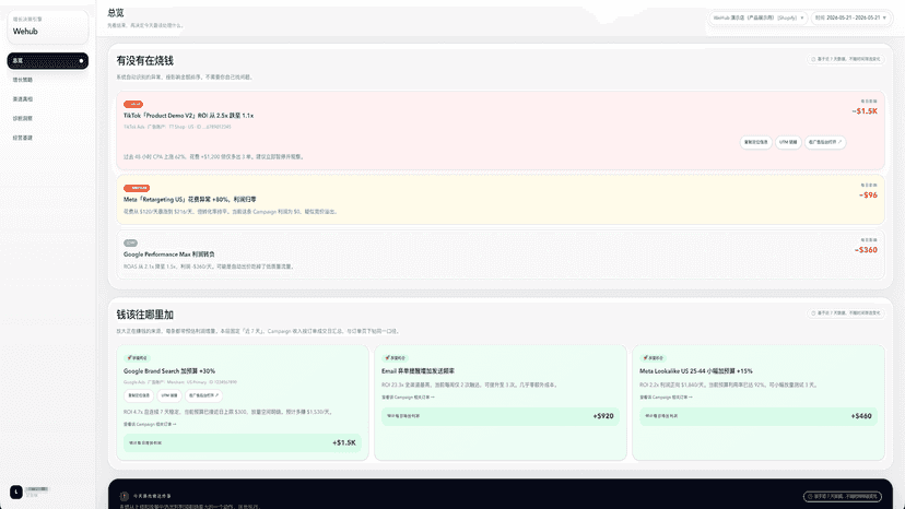 以多维数据驱动决策,让所有的卖家看清订单来源哪个媒体,哪个广告,哪个素材,下一步应该如何做好店铺运营的决策