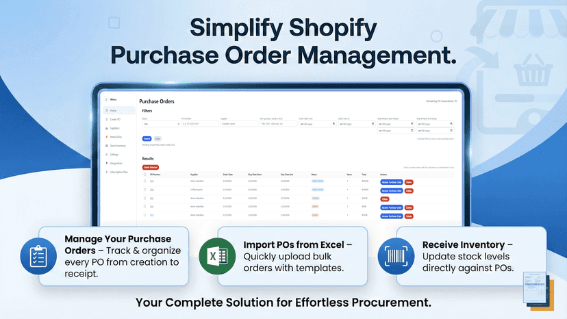 Simplify Shopify Purchase Order Management