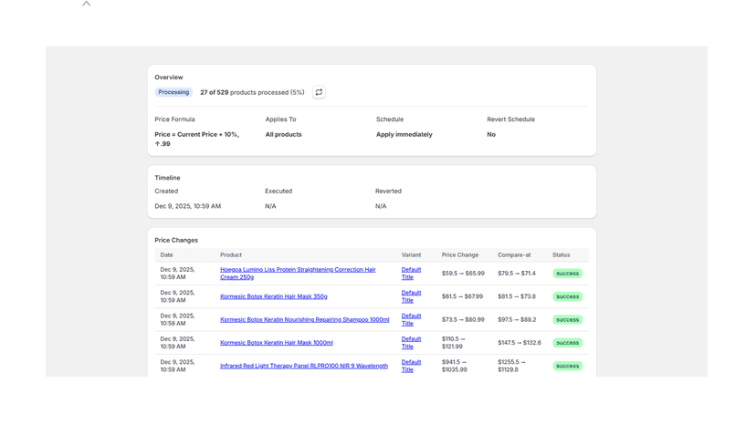 Check progress of price update task