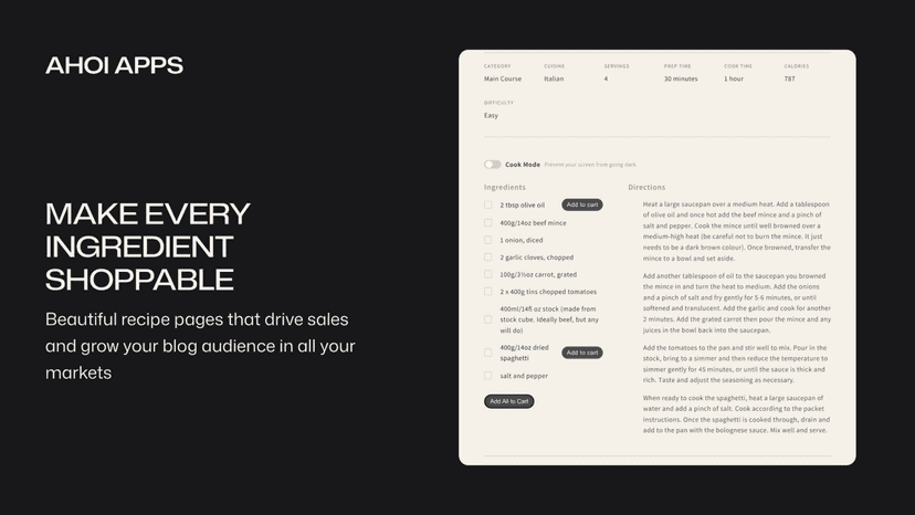 Easy Recipe Pages – Make Every Ingredient Shoppable