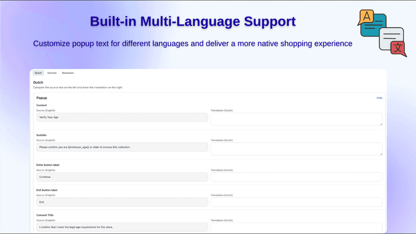 Built-in Multi-Language Support