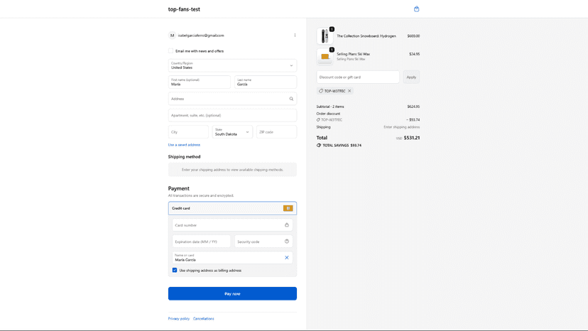 Settings page where merchants configure discount value