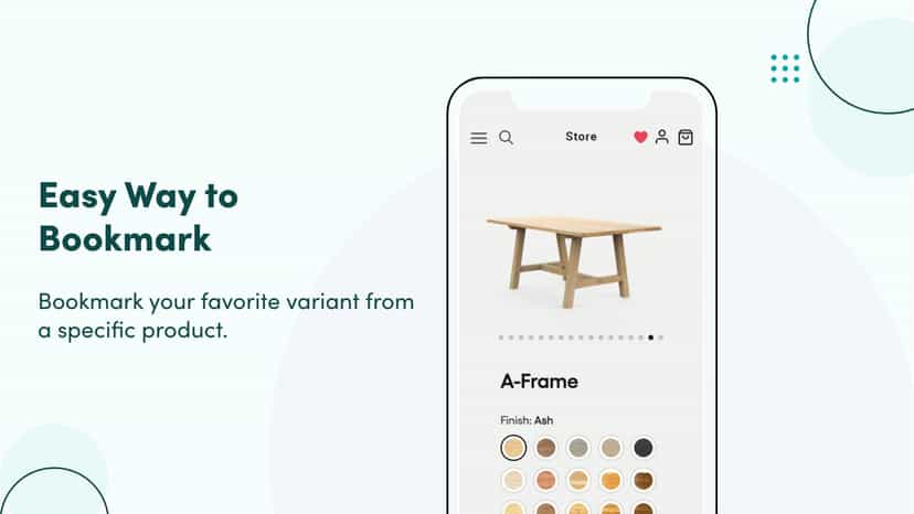 Bookmark your favorite variant from a specific product.