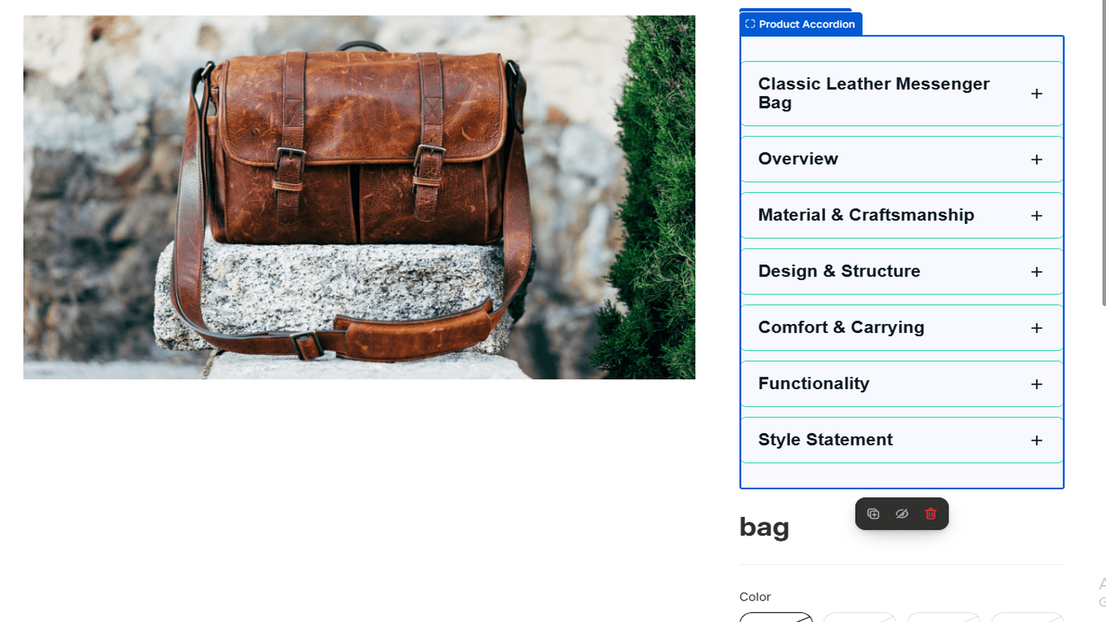 Display product descriptions in accordion-style tabs.