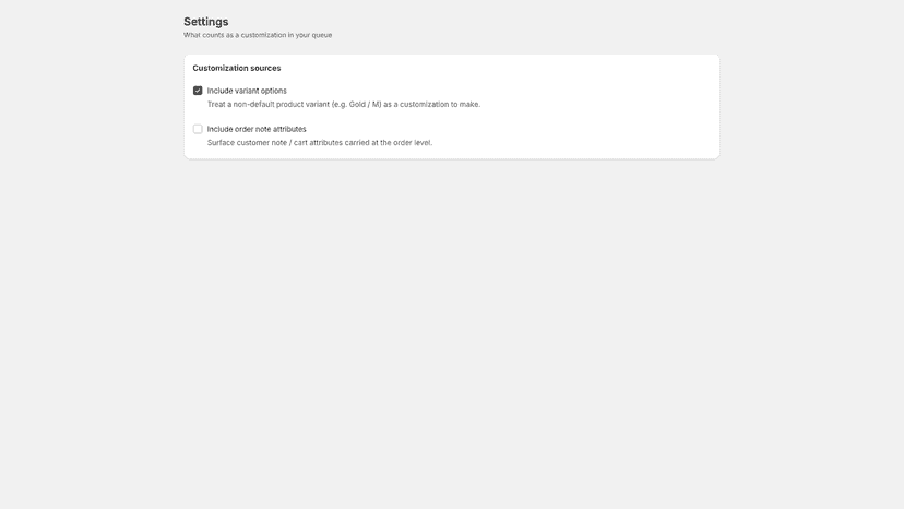 Settings: choose what counts as a customization