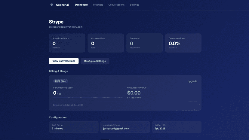 Dashboard to see retrieved revenue