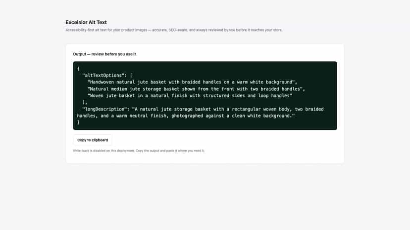 Editable alt-text options in Excelsior Alt Text review screen