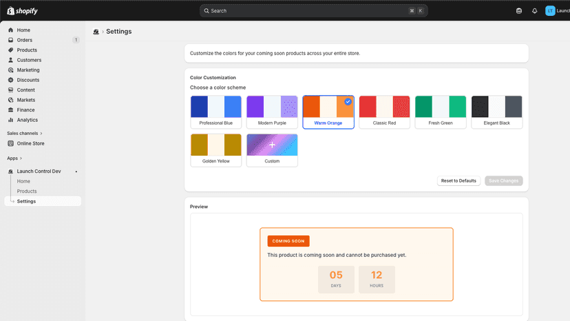 Custom Color Schemes