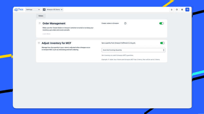 Multi-channel fulfillment settings