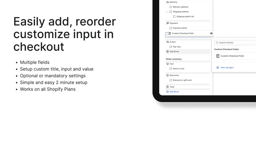 Easily add custom checkout fields for Shopify Checkout