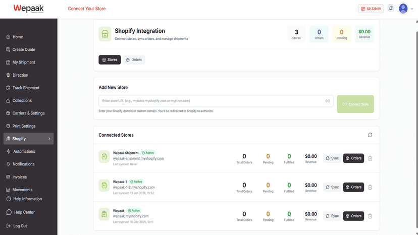 Wepaak App Dashboard