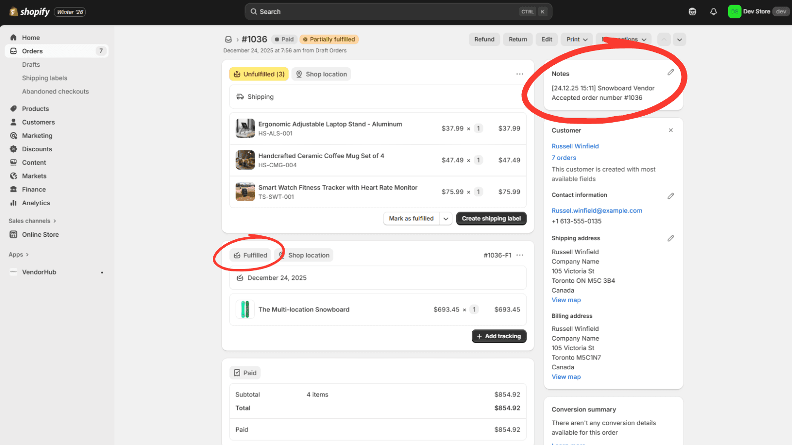 Order Notes and auto-fulfillment