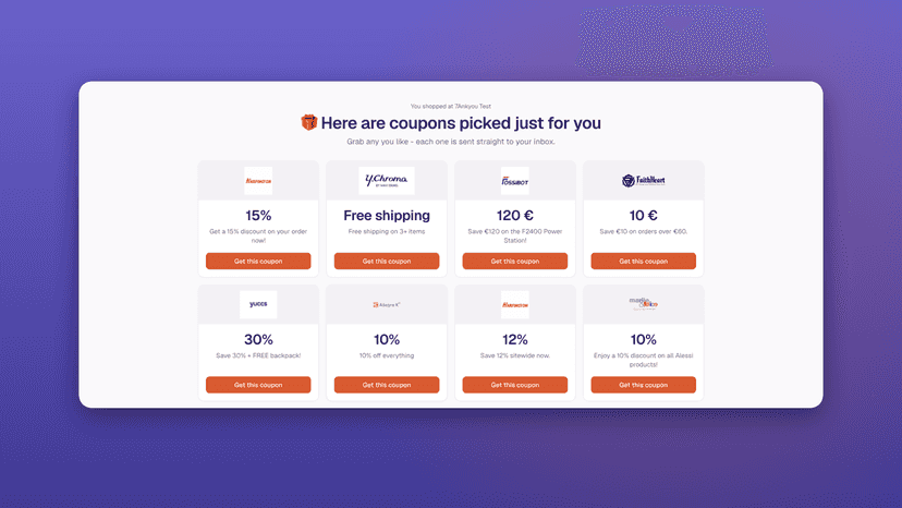 Free cross-promotion: your offer on other shops' thank-you pages