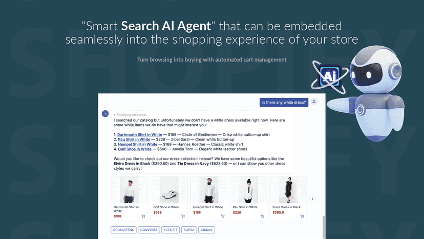 AI search agent recommending products in chat interface.