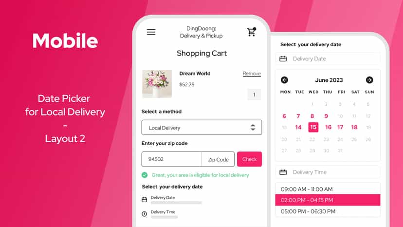 Delivery Validation for Local Delivery displayed on mobile
