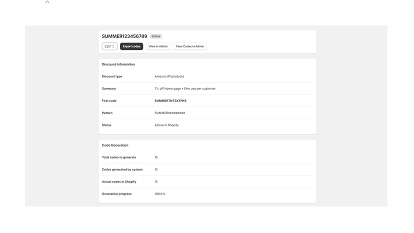 Individual discount details with CSV export functionality