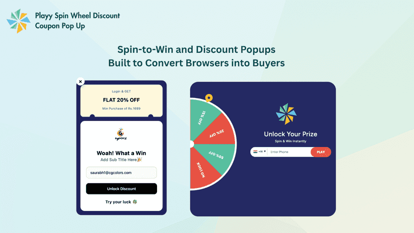 Playy Spinwheel and Discount Coupon Pop Up For Lead Capturing