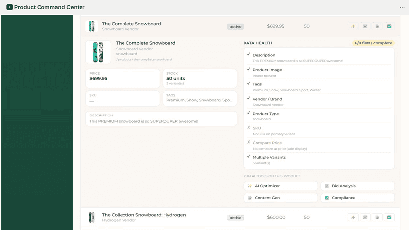 Screenshot of product preview page