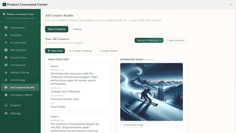 Example results of ad creatives