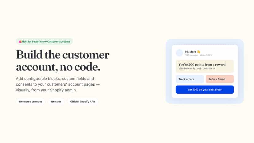 Build the customer account, no code