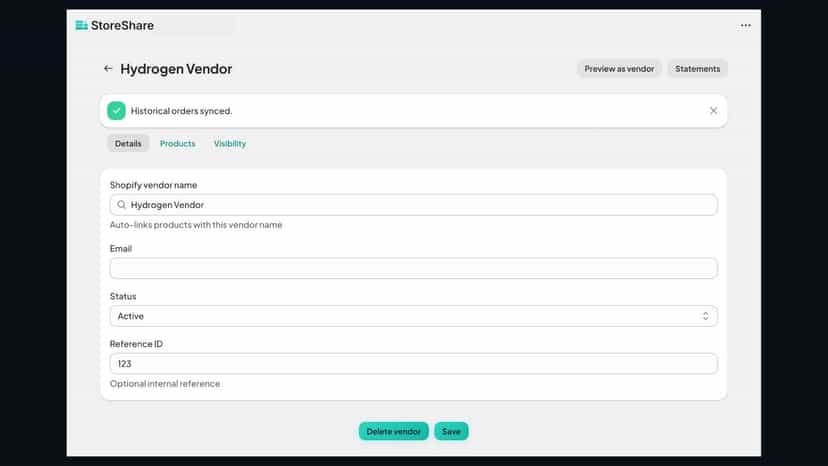 Merchant Admin: Add a Vendor