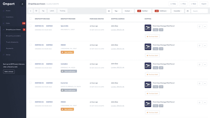 Manage and consolidate dropship orders for multiple vendors