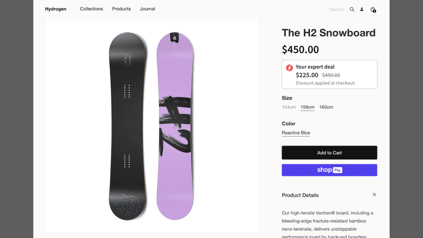 Desktop view on-site pricing display