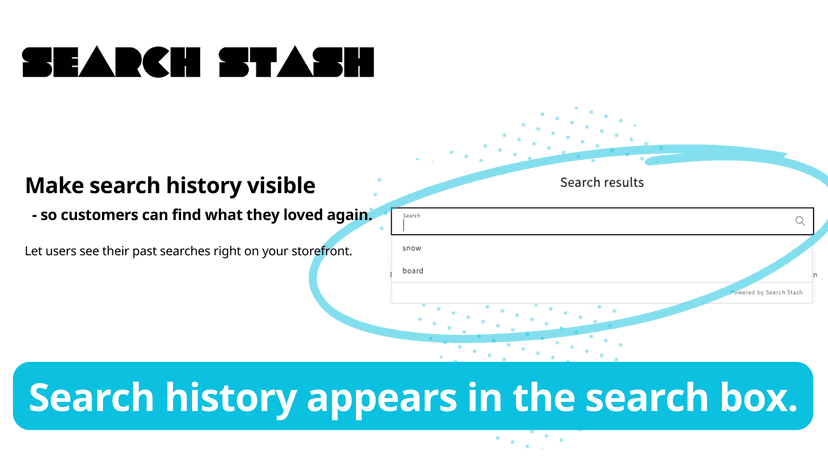 Search history dropdown shown in the search box.