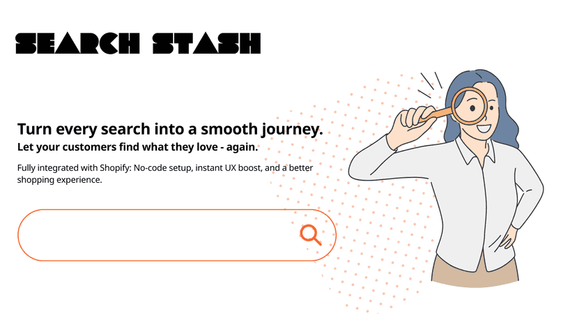 Shopify app letting customers view their search history. Illust.