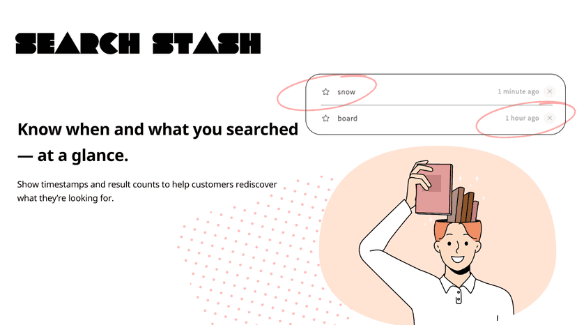 Search history with timestamps and item names shown.