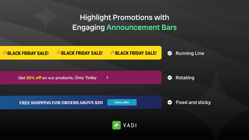 Vadi - Quick Announcement Bar