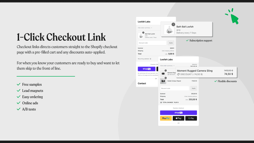 1-click checkout links