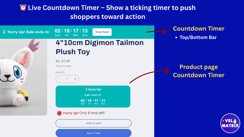 Top/Bottom Countdown Timer and Product Page Countdown Timer
