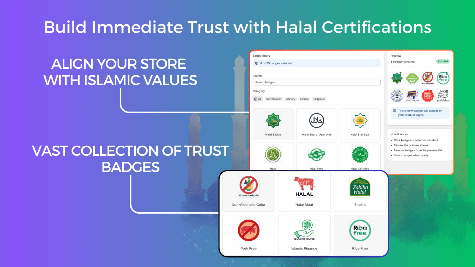 vast collection of halal islamic trust badges