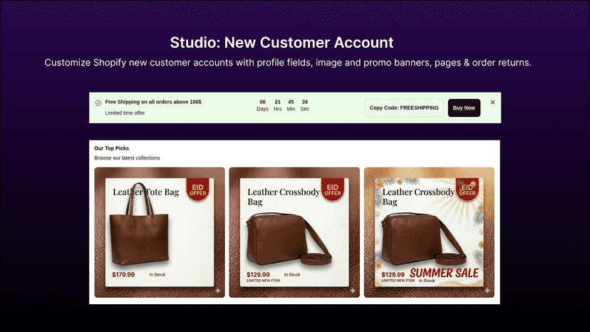 Studio: New Customer Account - Image & Promotional Banner