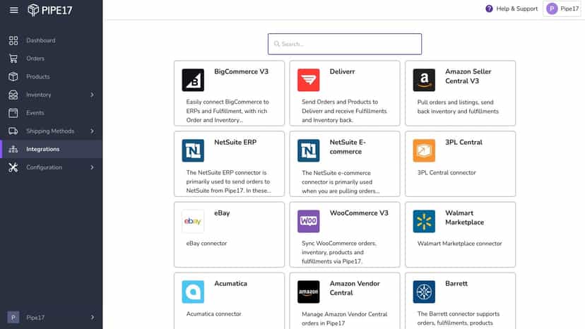 Integration List Page