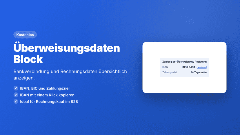 Überweisungsdaten Startbild mit Funktionsübersicht