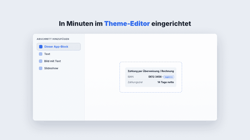 Überweisungsdaten im Theme-Editor hinzufügen