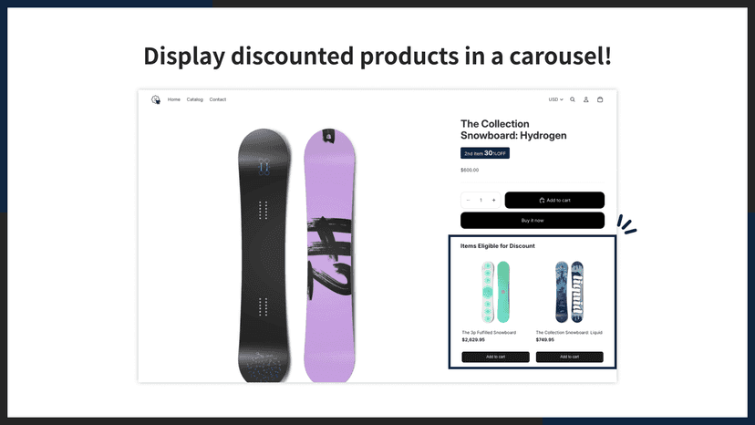 Display discounted products in a carousel!