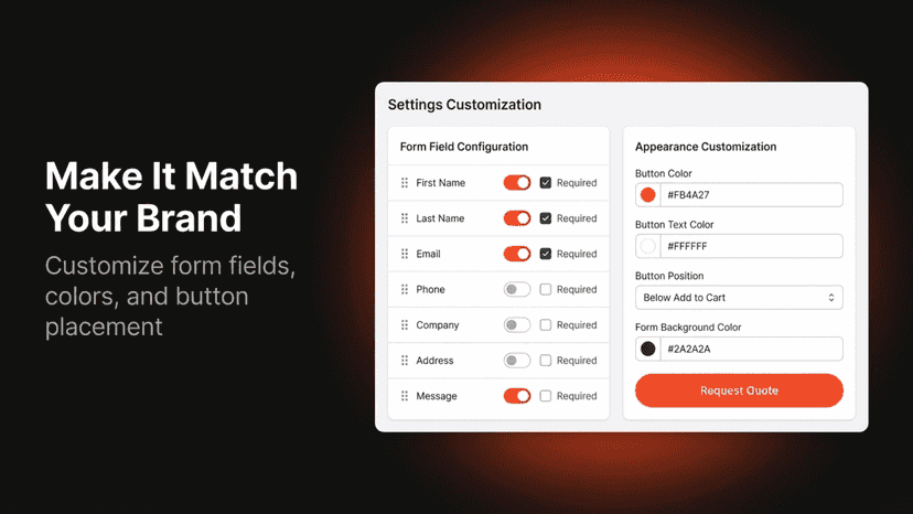Form and button customization settings
