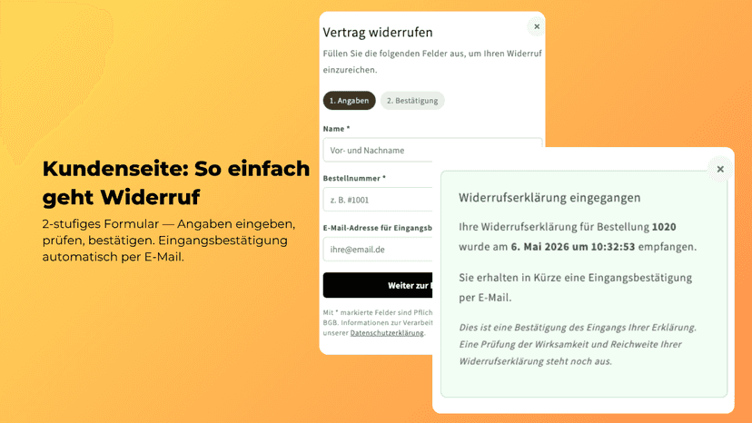 Widerruf auf Mobil im Frontend