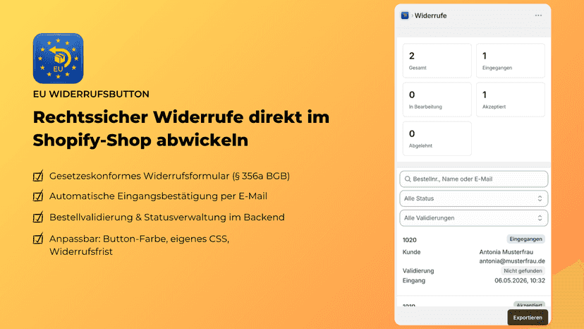Mobiler Screenshot Widerruf