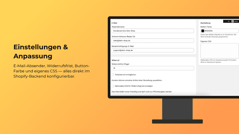 Einstellungen Widerrufsbutton