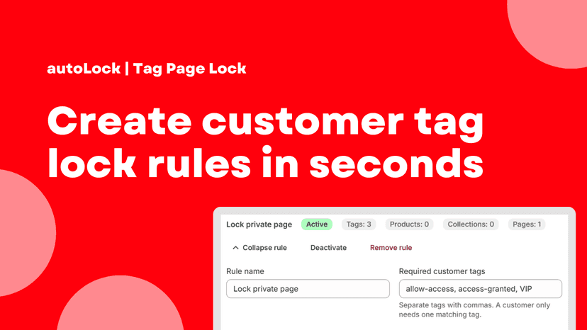 Customer tag page lock rules