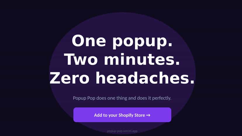 Popup Pop one popup two minutes zero headaches