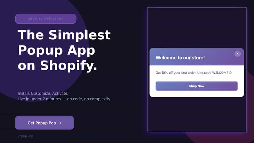 Popup Pop app preview showing popup on store