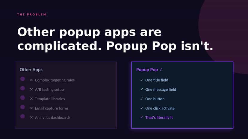 Popup Pop compared to other popup apps