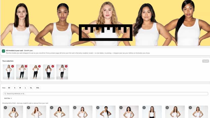 Choose from a diverse cast of over 300 models! 1 model per size.