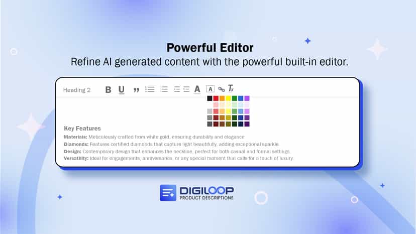 Built-in editor to refine generated ChatGPT product descriptions