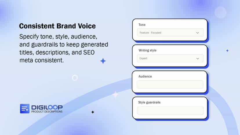 Set tone and audience to write consistent product descriptions